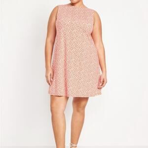 Old Navy Red Ditsy Sleeveless Mini Swing Dress